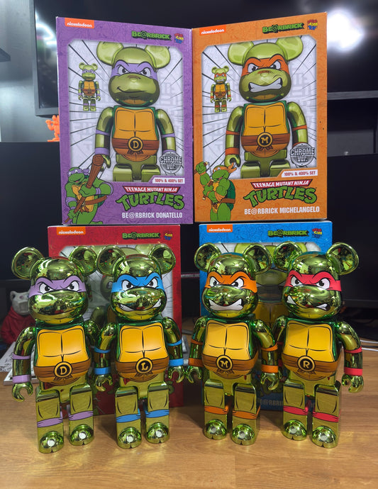 Bearbrick TMNT chrome 400% full set of 4